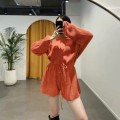针织抽绳收腰阔腿连体裤